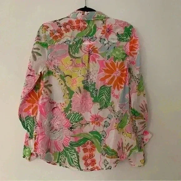 Lilly Pulitzer for Target Long Sleeve Floral Button Down Blouse size Medium - Picture 3 of 5